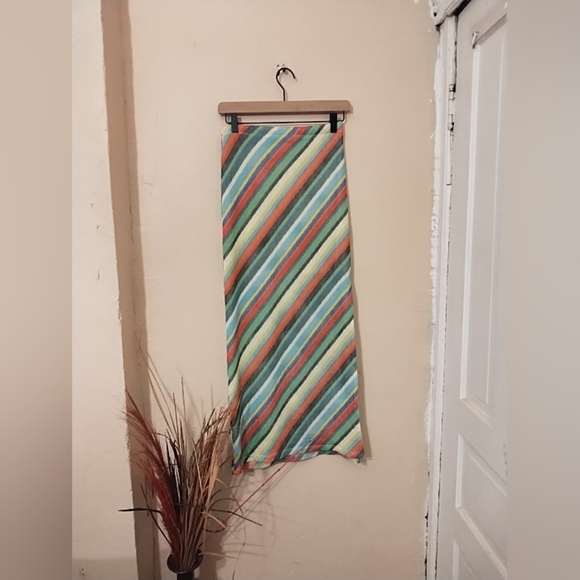 Forever 21 Striped Maxi Multicolor Women's Woven Cotton Blend Skirt Size Medium - Picture 1 of 8